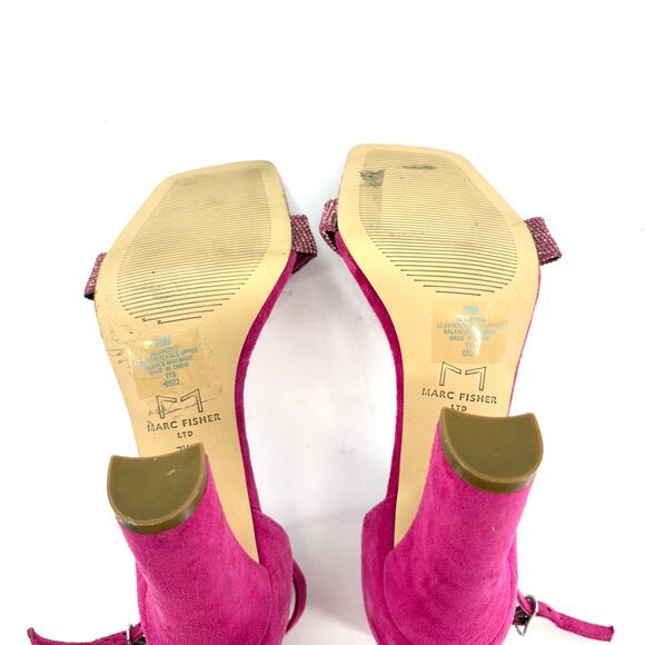 Marc Fisher Angelo Jeweled Heels 7.5 Pink Suede NWOT Sandals Glam Cocktail - Picture 5 of 9